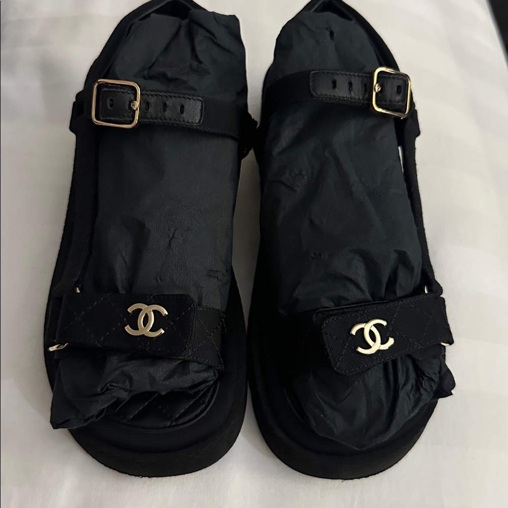 Chanel sandals 37 Platform Quilted